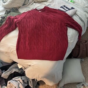 Aerie Women's Deep Red Cable Knit Sweater